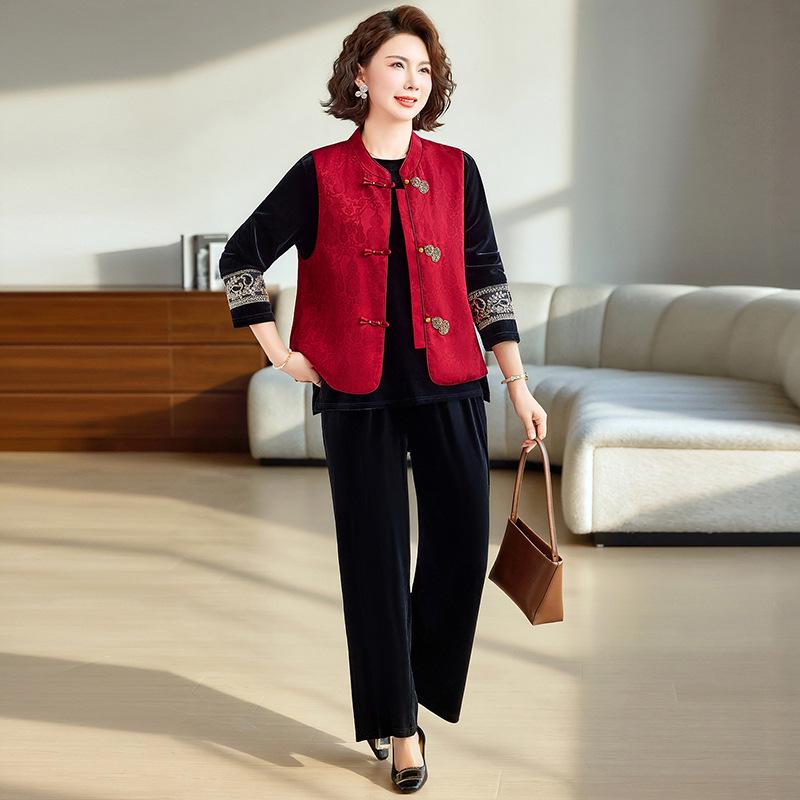 2026 Spring New Chinese Style Vest Jacket & Three-Piece Set for Middle-Aged and Elderly Women XXL (110-125 kg) червоний
2026 Spring New Chinese Style Vest Jacket & Three-Piece Set for Middle-Aged and Elderly Women XXL (110-125 kg) червоний