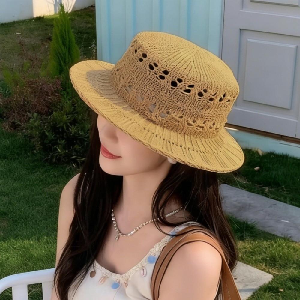 Wide Brim Knitted Flat Top Hat Lightweight Hollow Out Hat Fashion Breathable Straw Hat Vacation хакі
Wide Brim Knitted Flat Top Hat Lightweight Hollow Out Hat Fashion Breathable Straw Hat Vacation хакі