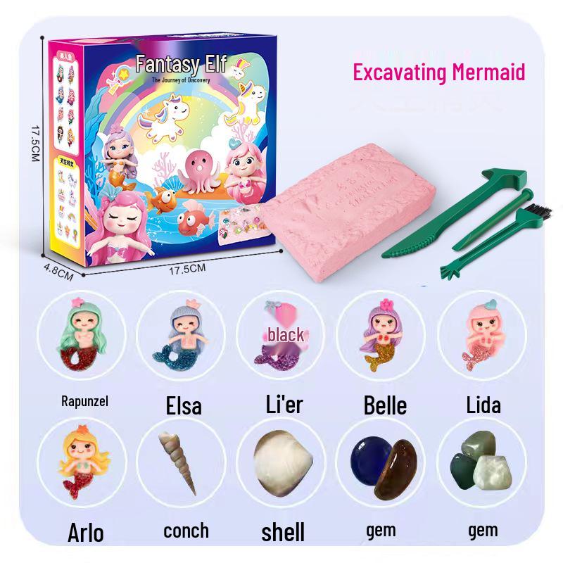 Игрушка для раскопок драгоценных камней русалки-эльфа - Археологическая коробка для поиска сокровищ ископаемых для детей
Игрушка для раскопок драгоценных камней русалки-эльфа - Археологическая коробка для поиска сокровищ ископаемых для детей