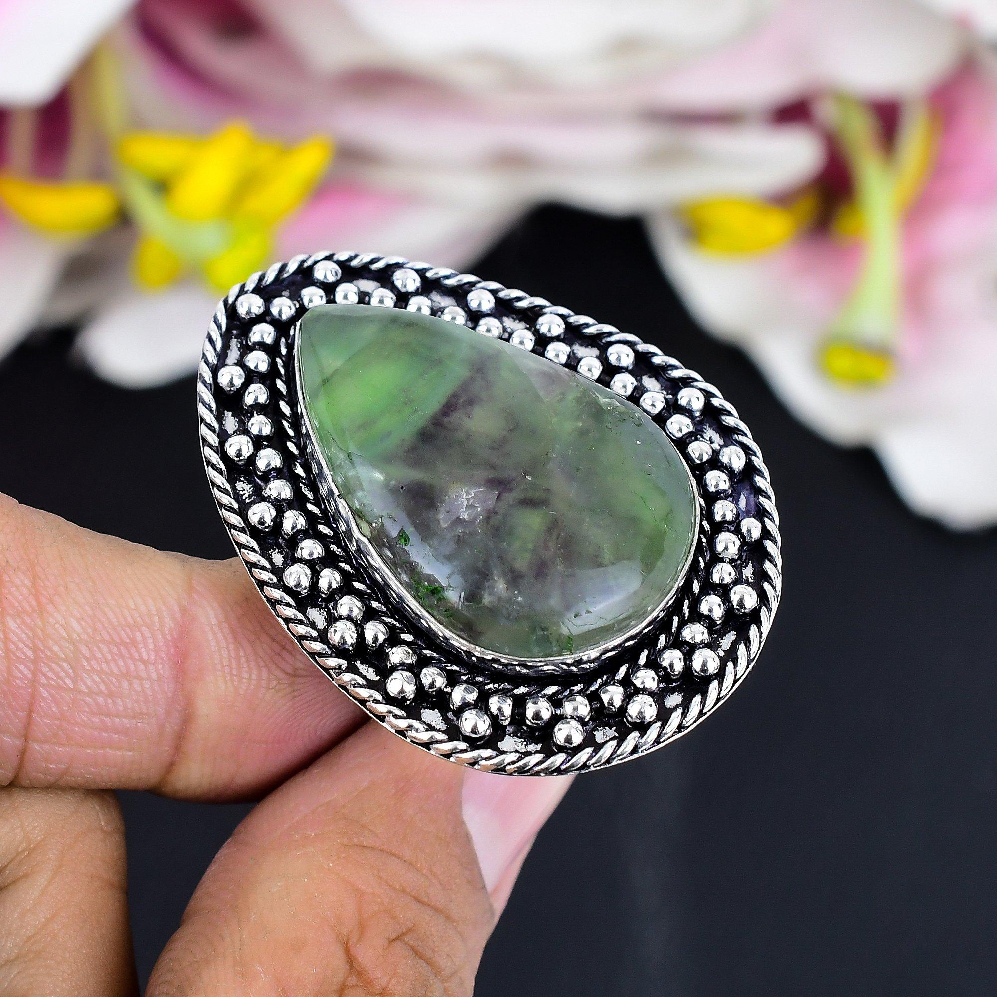 Green Fluorite Gemstone Handmade 925 Sterling Silver Jewelry Ring Size 8.5 KG-1714
Green Fluorite Gemstone Handmade 925 Sterling Silver Jewelry Ring Size 8.5 KG-1714