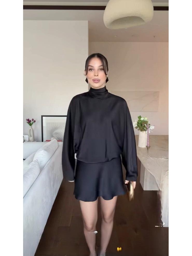 2026 Trendy European & American High Neck, High Waist Satin Long Sleeve Solid Color Short Dress L чёрный
2026 Trendy European & American High Neck, High Waist Satin Long Sleeve Solid Color Short Dress L чёрный