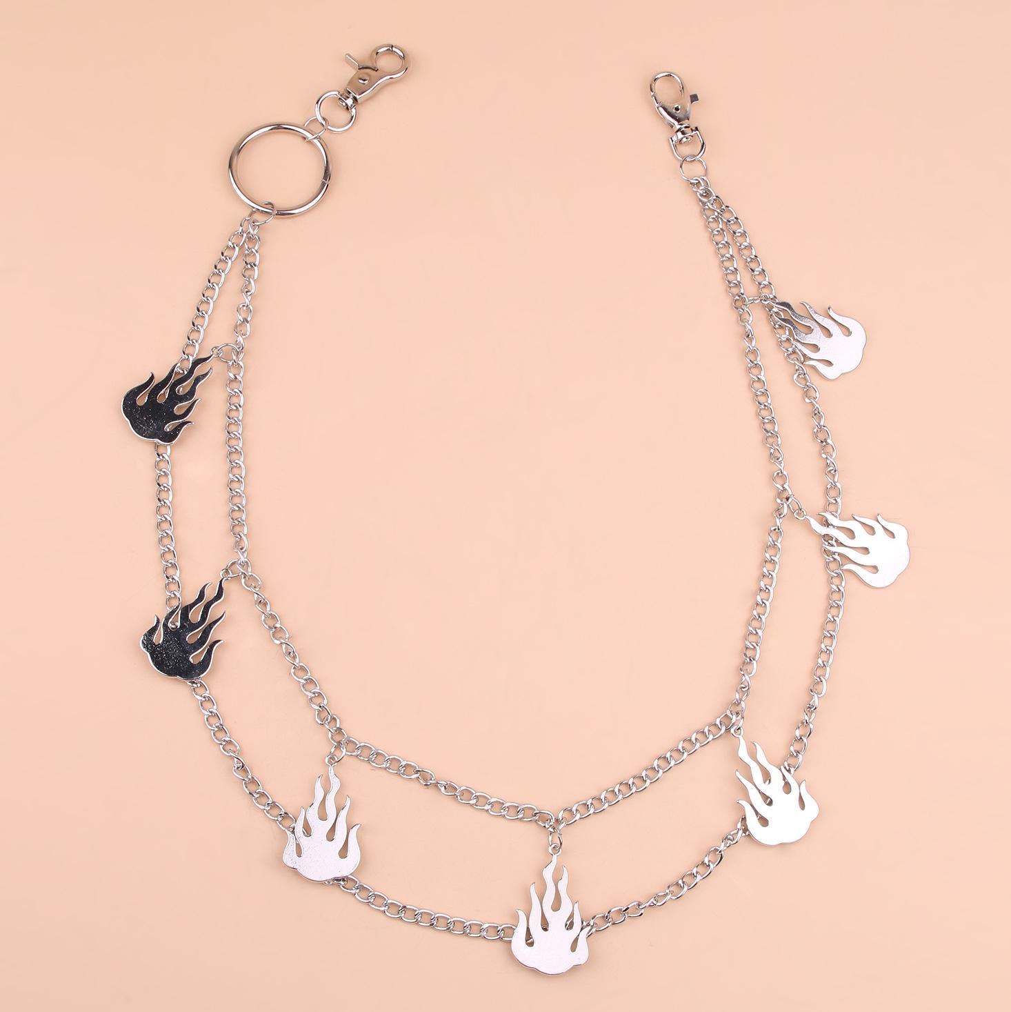 Новая весенняя панк-стиль с пламенем Мужская и женская цепочка для брюк Воздушная уличная персонализированная металлическая боковая цепочка Красивая цепочка для брюк
