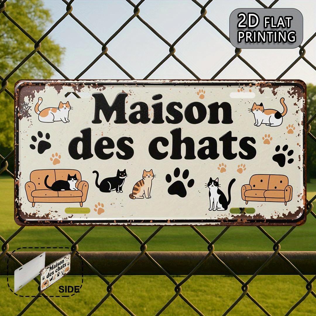 D Flatxcm Aluminum Wall Art Featuring a Vintage Cat Design with The French PhraseMaison Des ChatsThis Rustic Decoration 15x30cm(5.9x7.8inch)
D Flatxcm Aluminum Wall Art Featuring a Vintage Cat Design with The French PhraseMaison Des ChatsThis Rustic Decoration 15x30cm(5.9x7.8inch)