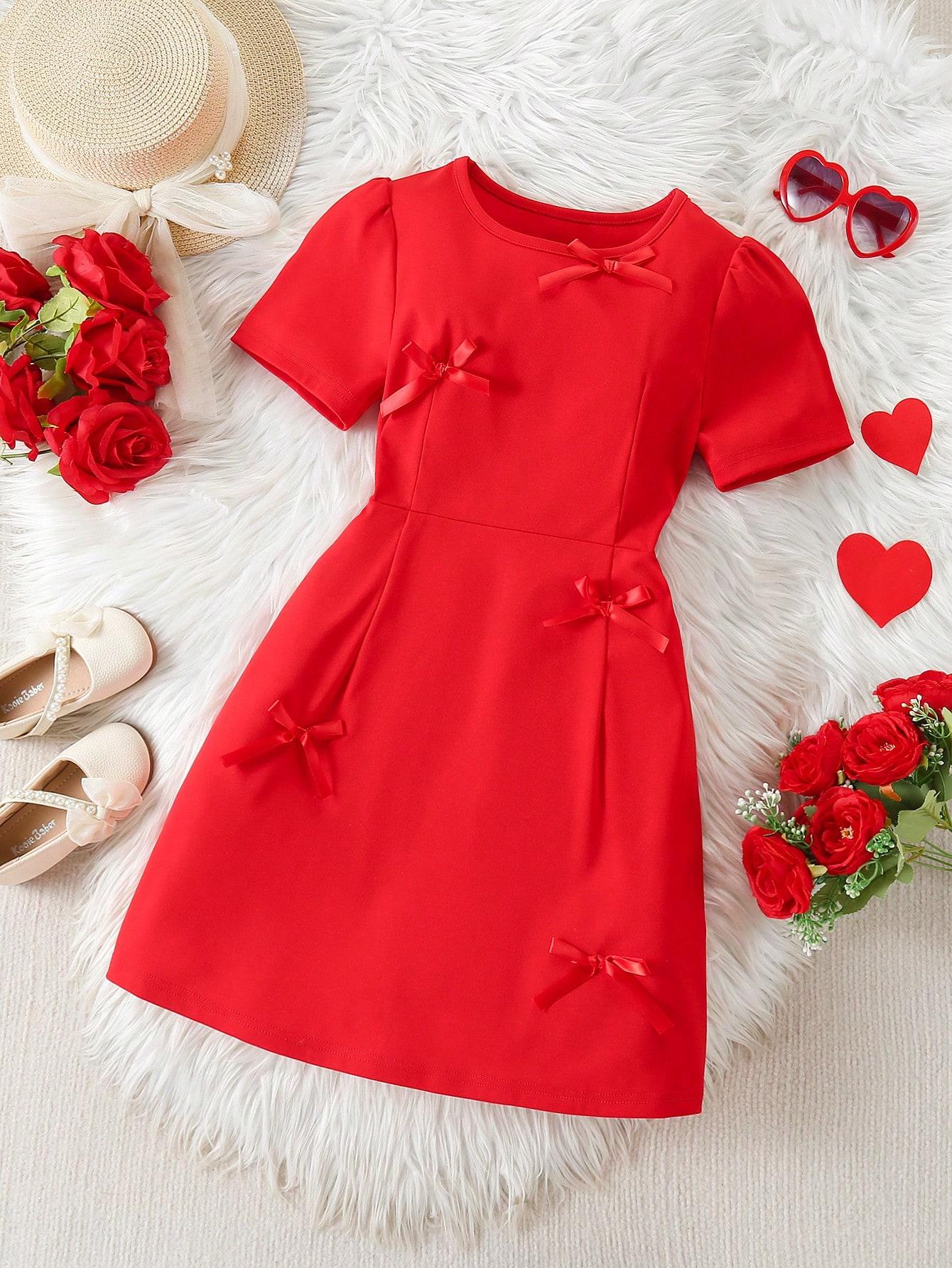 Girls (Big Kids) Summer Short-Sleeve Dress — Single Piece — Everyday Casual Style with Retro Red Bow Accent — Slimming, Elegant, and Sophisticated 12Y червоний
Girls (Big Kids) Summer Short-Sleeve Dress — Single Piece — Everyday Casual Style with Retro Red Bow Accent — Slimming, Elegant, and Sophisticated 12Y червоний