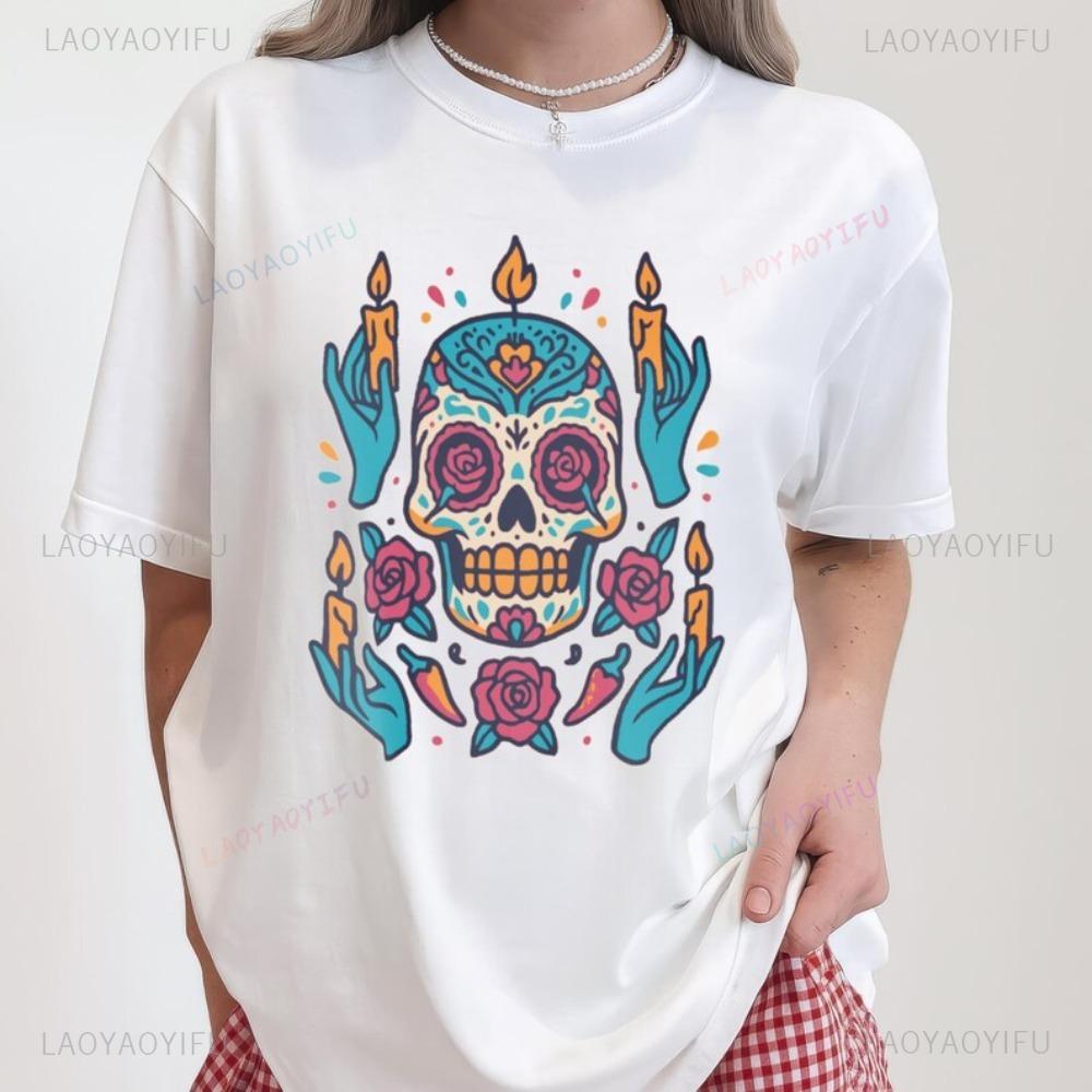 Day of The Dead Sugar Skull TShirt Colorful Mexican Folk Art Graphic Printed Tee Dia De Los Muertos Shirt Women Fashion Tops S
Day of The Dead Sugar Skull TShirt Colorful Mexican Folk Art Graphic Printed Tee Dia De Los Muertos Shirt Women Fashion Tops S