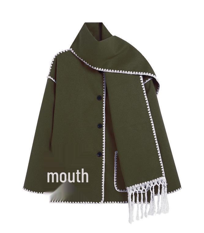 Женское шерстяное пальто европейского и американского стиля 2023 года с шарфом-кисточкой - Утепленное, Свободного кроя. Small
Женское шерстяное пальто европейского и американского стиля 2023 года с шарфом-кисточкой - Утепленное, Свободного кроя. Small