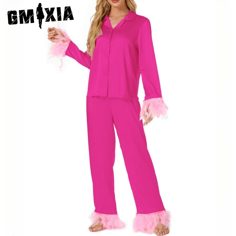 GMXIA Luxury Elegant Feather Loungewear Set Pajamas Long Sleeve Long Pants Two Piece Set S чорний
GMXIA Luxury Elegant Feather Loungewear Set Pajamas Long Sleeve Long Pants Two Piece Set S чорний