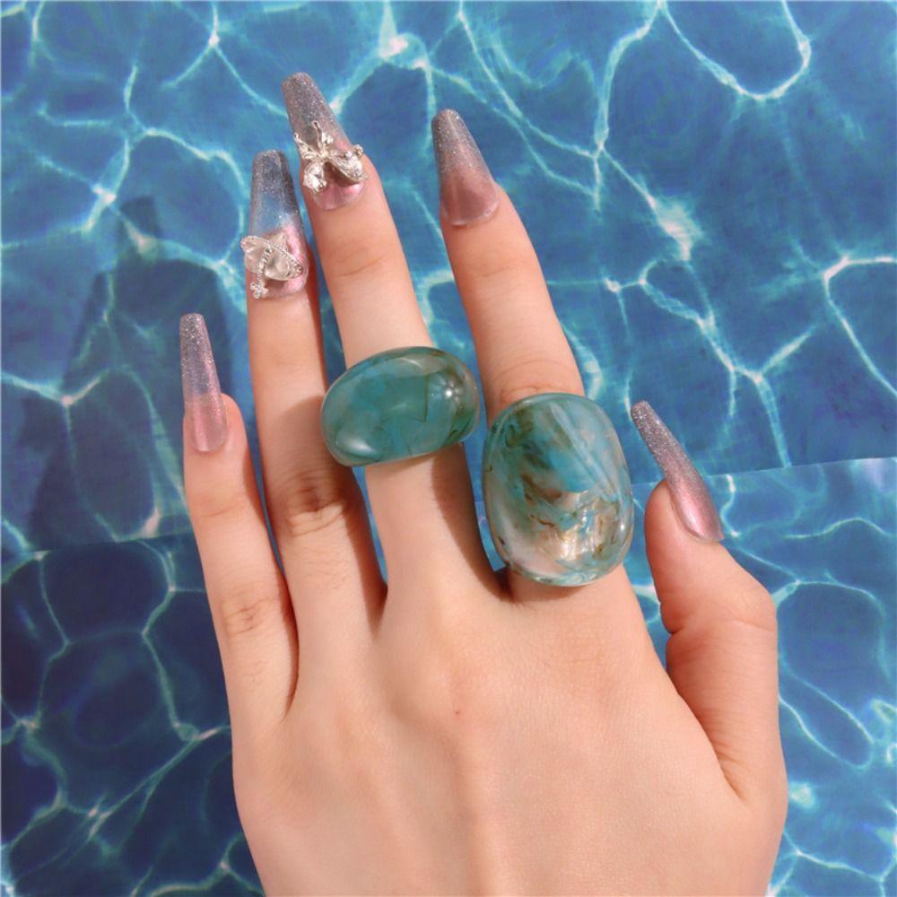 Chubby Exaggerated Resin Rings Translucent Transparent Rings Temperament Oval Finger Ring Beach Style A
Chubby Exaggerated Resin Rings Translucent Transparent Rings Temperament Oval Finger Ring Beach Style A