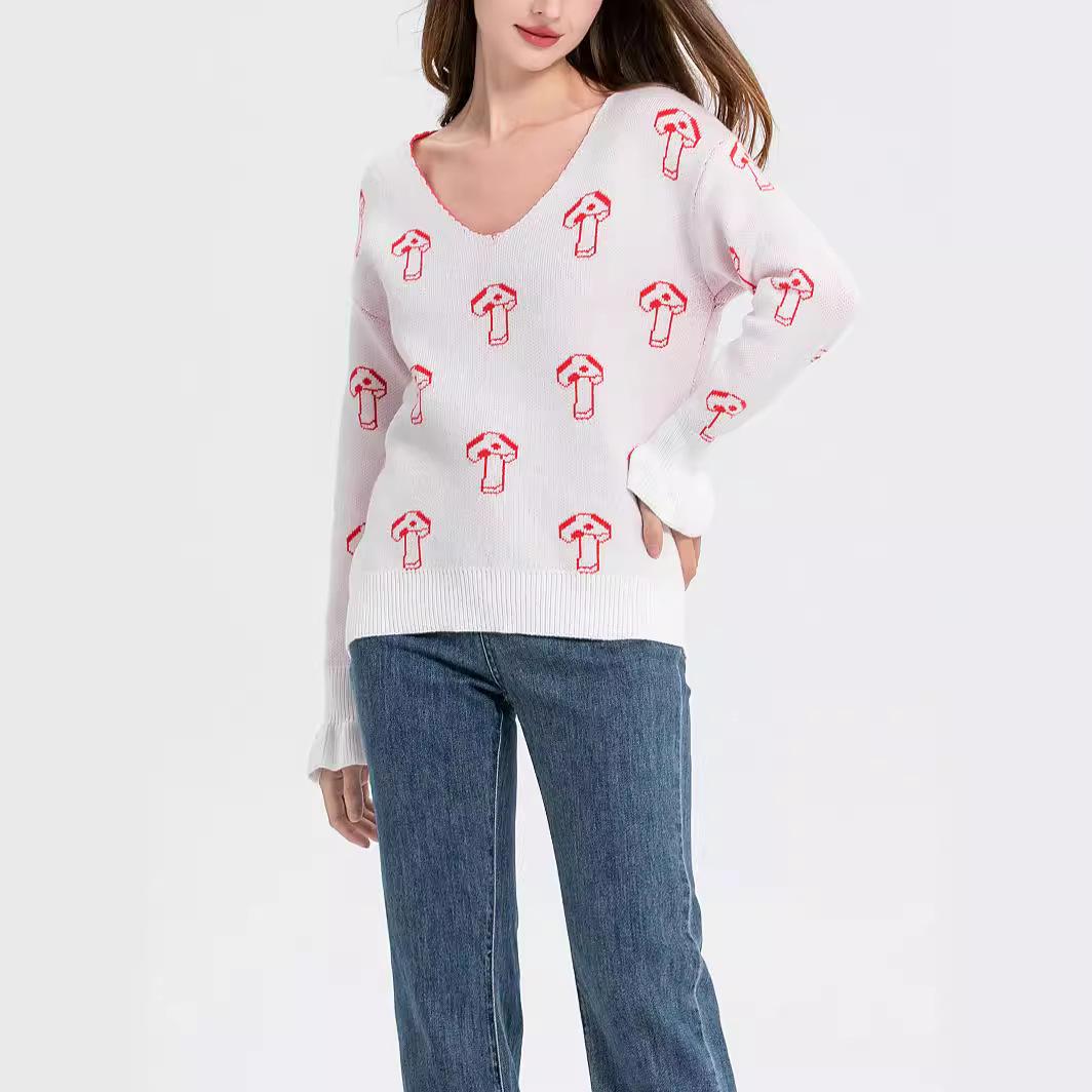 Inner Knitted Soft Gentle Wind Sweater Female V-neck Pullover Mushroom Pattern Small Perfume Loose Tops for Women L рожевий
Inner Knitted Soft Gentle Wind Sweater Female V-neck Pullover Mushroom Pattern Small Perfume Loose Tops for Women L рожевий
