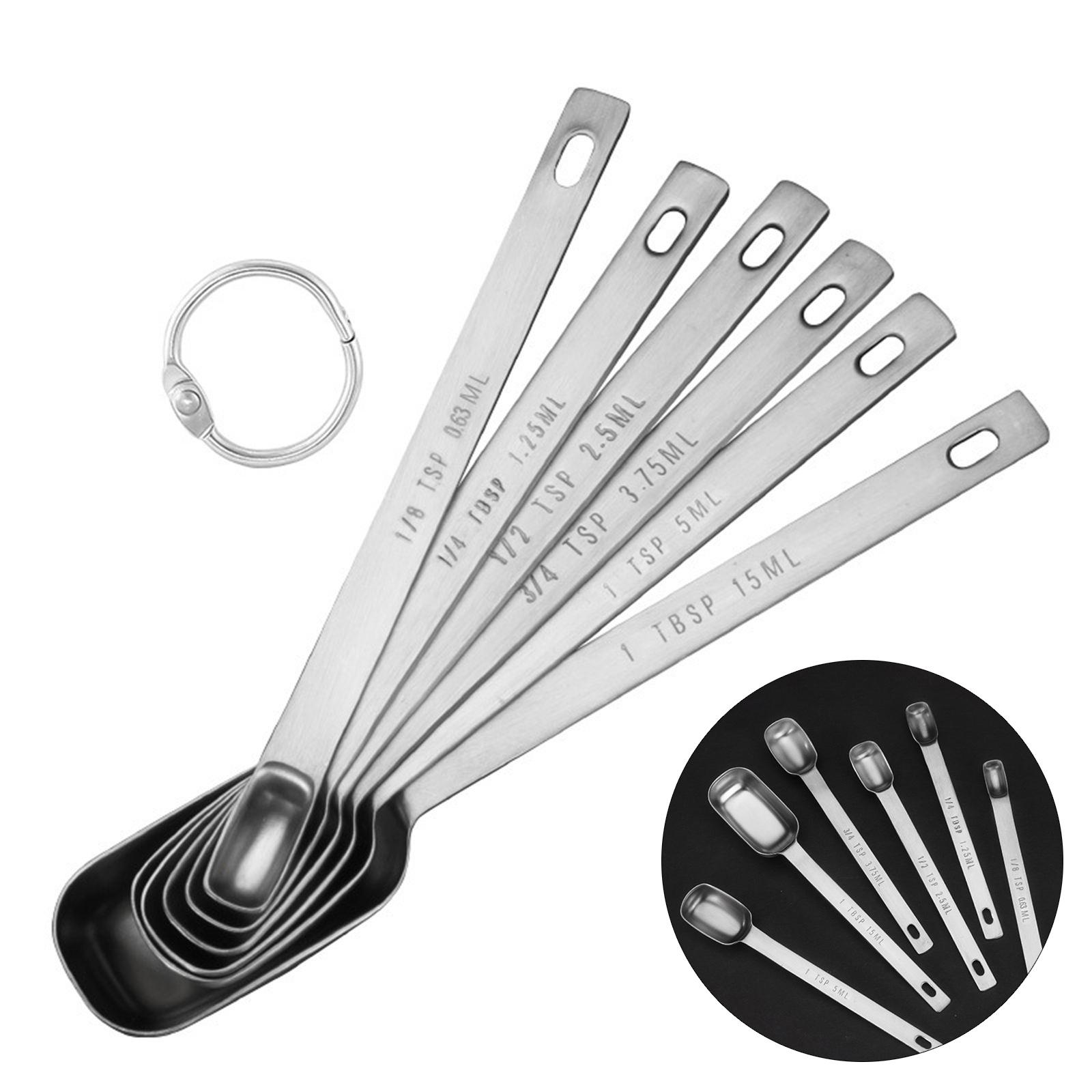 Set of 6 Stainless Steel Measuring Spoons Metal Teaspoons with Leveler for Precise Baking and Cooking Kitchen Accessory
Set of 6 Stainless Steel Measuring Spoons Metal Teaspoons with Leveler for Precise Baking and Cooking Kitchen Accessory
