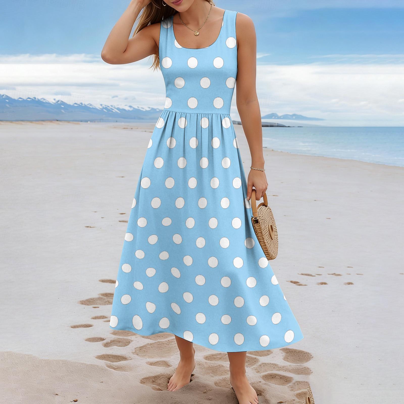 Women Sleeveless Polka Dot Print Maxi Dress Scoop Neck Casual A Line Long Sundress Lightweight Summer Dress M
Women Sleeveless Polka Dot Print Maxi Dress Scoop Neck Casual A Line Long Sundress Lightweight Summer Dress M