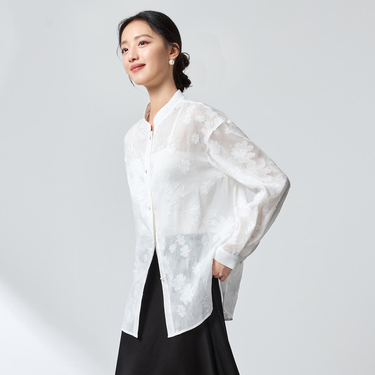 Mulberry Silk Ink Wash Crochet Stand-Up Collar Fashion Shirt 2026 - Slimming Versatile Top L білий
Mulberry Silk Ink Wash Crochet Stand-Up Collar Fashion Shirt 2026 - Slimming Versatile Top L білий