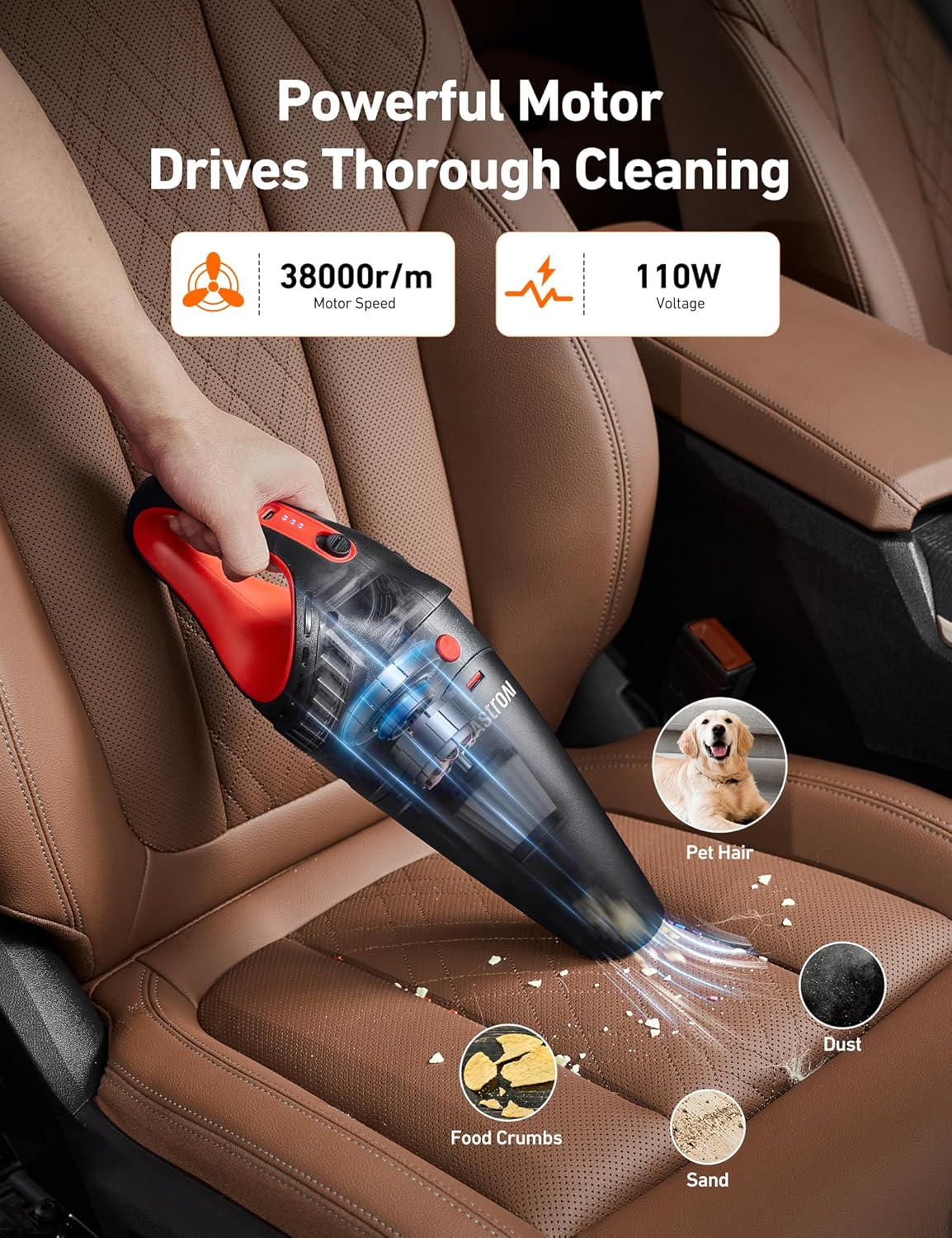 Cordless Handheld Car Vacuum 12V DC with LED Light, Brush, Hose & Accessories, Red United States
Cordless Handheld Car Vacuum 12V DC with LED Light, Brush, Hose & Accessories, Red United States
