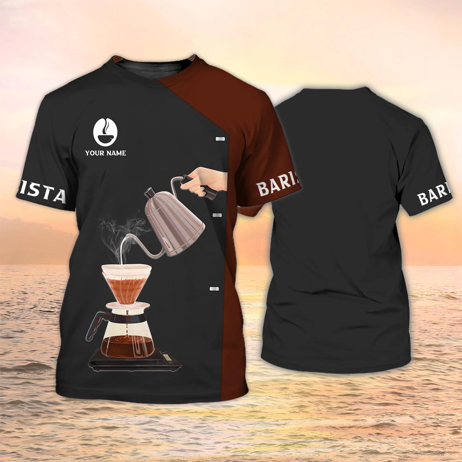 Новейшая летняя мужская футболка бариста Coffee Lover, футболка с 3D принтом на заказ, повседневная футболка унисекс, униформа для кофейни, DW102
Новейшая летняя мужская футболка бариста Coffee Lover, футболка с 3D принтом на заказ, повседневная футболка унисекс, униформа для кофейни, DW102