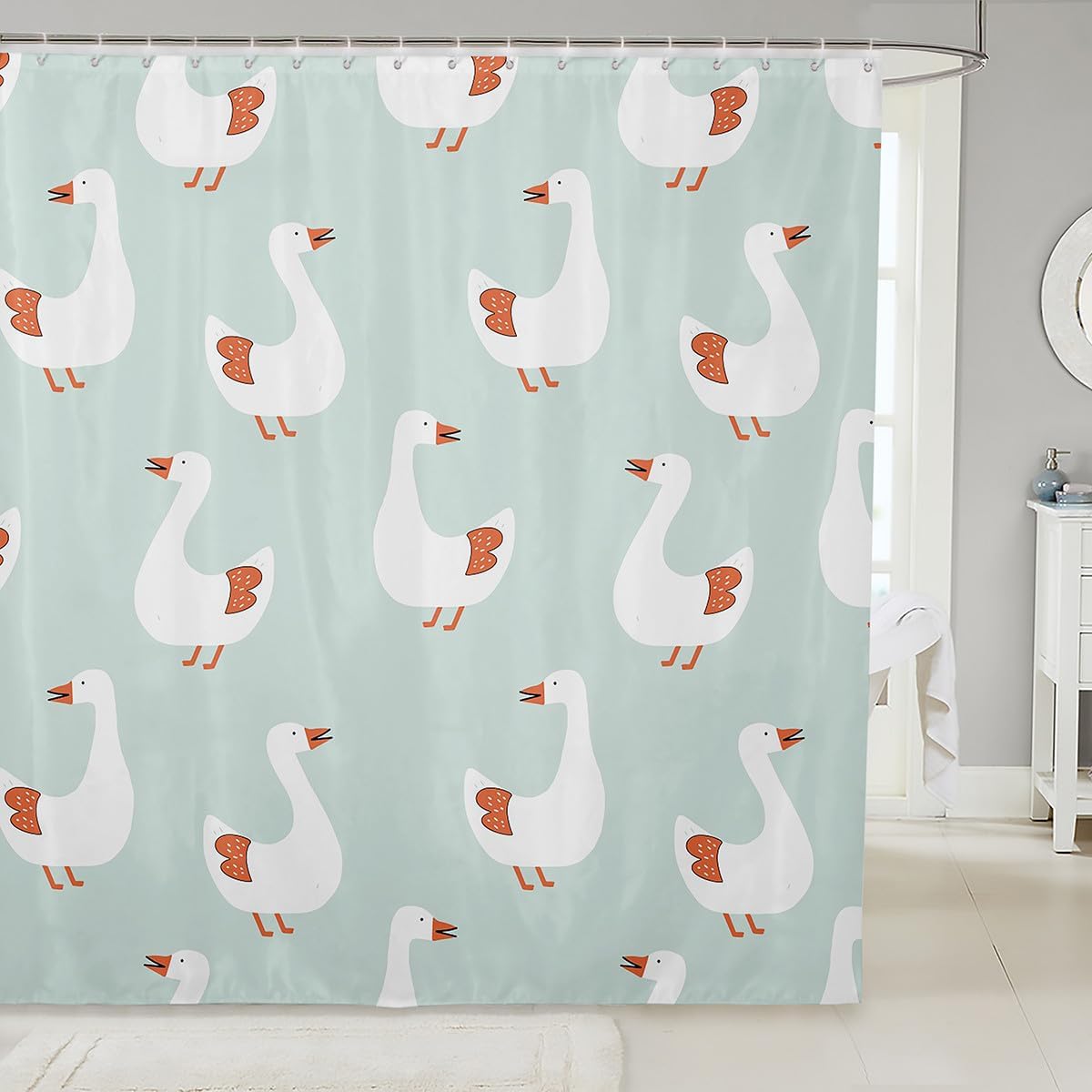 Cute Goose Shower Curtain For Kids Child,Cartoon Hand Drawn Goose Pattern Bathroom Curtain Farm Style Duck Animal Bath Curtain W60H190(CM)-1 Pcs
Cute Goose Shower Curtain For Kids Child,Cartoon Hand Drawn Goose Pattern Bathroom Curtain Farm Style Duck Animal Bath Curtain W60H190(CM)-1 Pcs