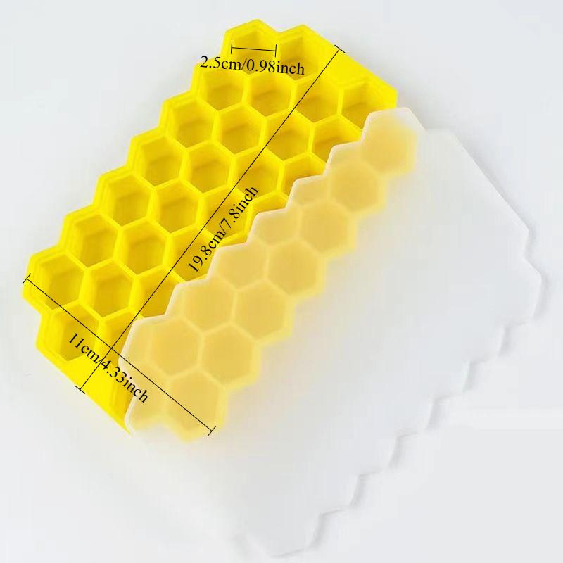 Многоразовая силиконовая форма для льда без BPA со съемными крышками, 148 ячеек, поднос для кубиков льда, креативная форма для льда в виде сот для домашнего использования жёлтый
