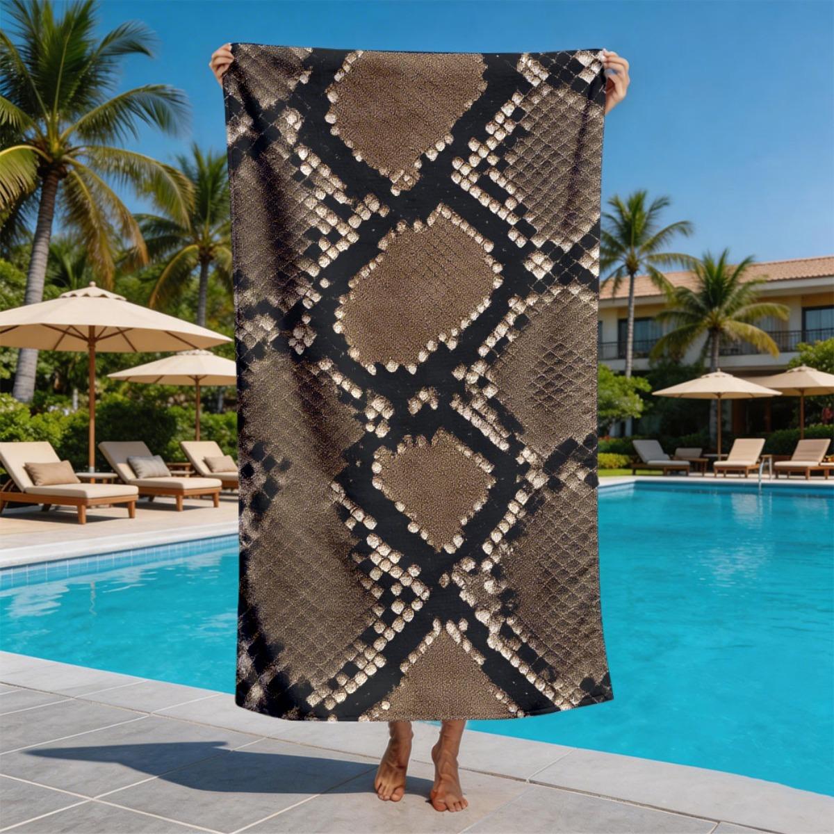 Geometric python pattern theme polyester microfiber beach towel is highly absorbent, suitable for swimming and beach outings W30*H60(CM)
Geometric python pattern theme polyester microfiber beach towel is highly absorbent, suitable for swimming and beach outings W30*H60(CM)