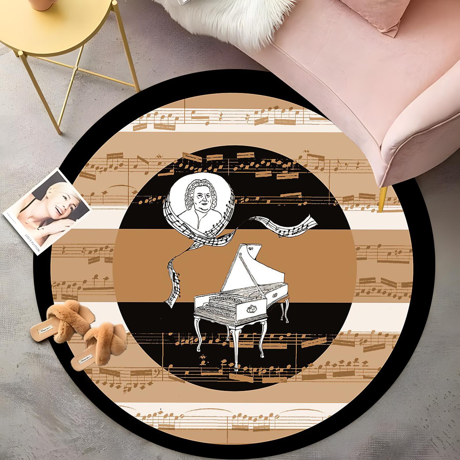 Piano Keys Round Rug - Black & Beige Musical Notes Design, Cozy Reading Nook Carpet, Non-Slip Bohemian Living Room Floor Mat 60cm
Piano Keys Round Rug - Black & Beige Musical Notes Design, Cozy Reading Nook Carpet, Non-Slip Bohemian Living Room Floor Mat 60cm