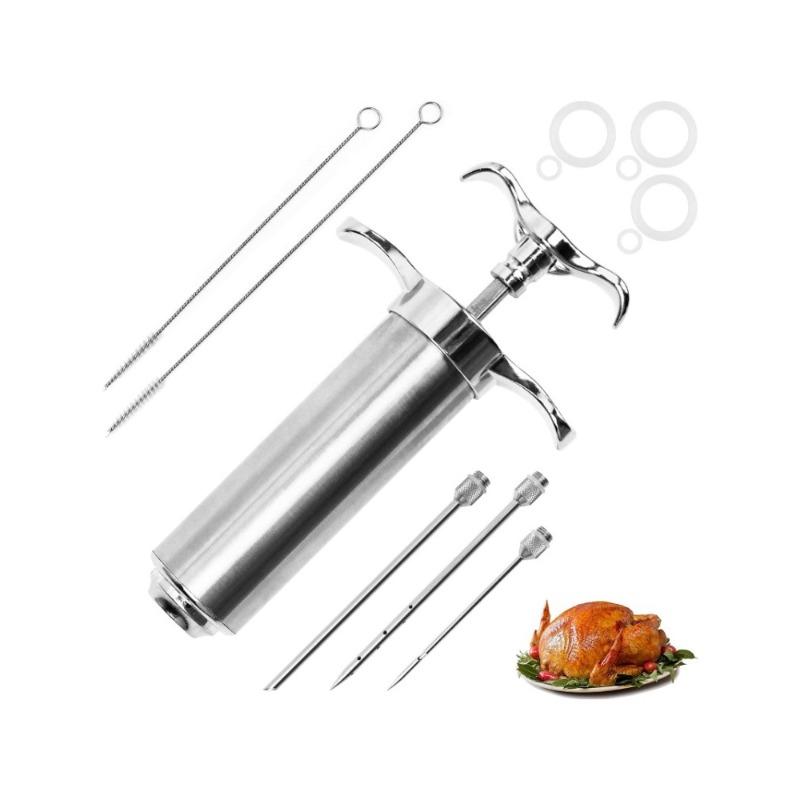 Meat Injector Syringe Kit, Flavor Injector with 3 Marinade Needles, Stainless Steel Kitchen Food Injection Syringe S&Other
Meat Injector Syringe Kit, Flavor Injector with 3 Marinade Needles, Stainless Steel Kitchen Food Injection Syringe S&Other