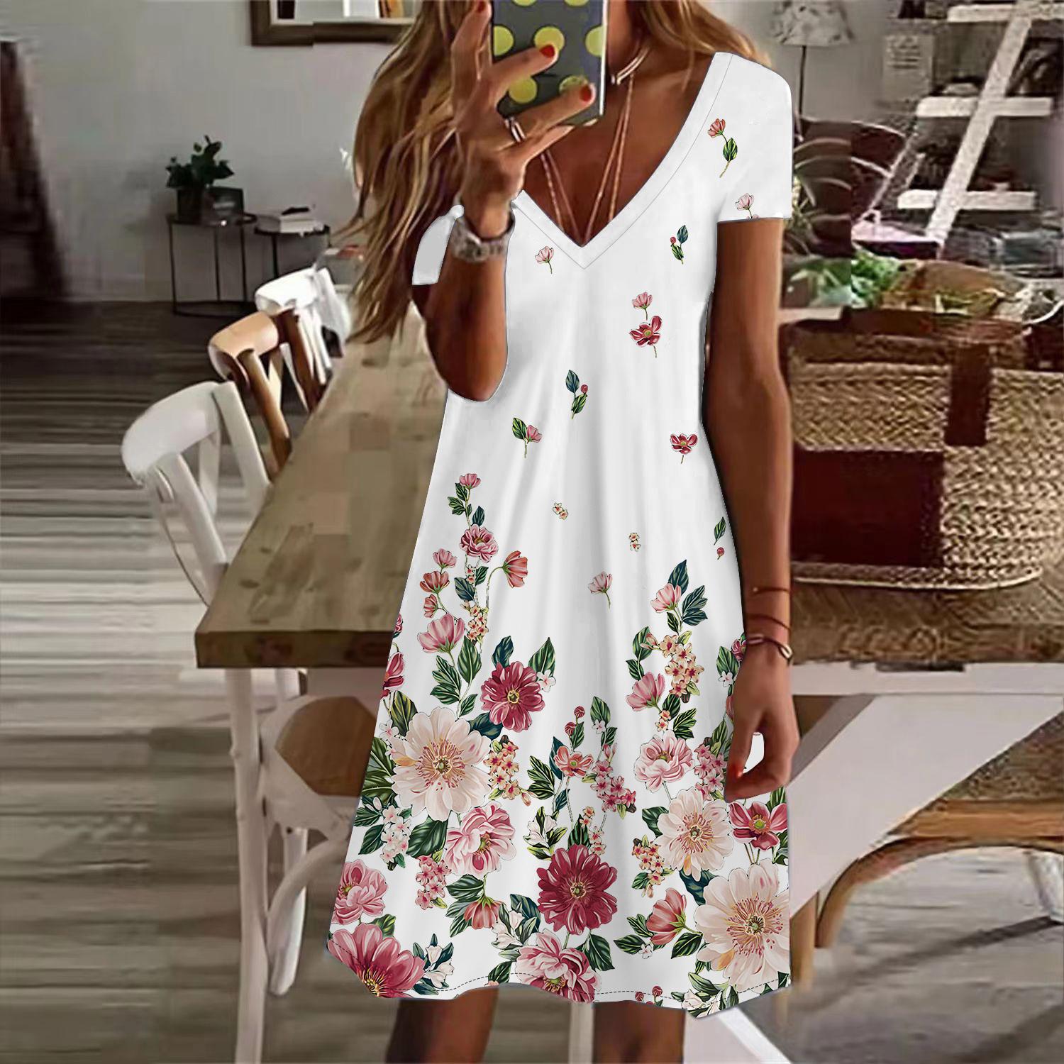 Летняя мода женские V-образный вырез короткий рукав цветочный принт платье сексуальные короткие юбки платья 8XL
Летняя мода женские V-образный вырез короткий рукав цветочный принт платье сексуальные короткие юбки платья 8XL