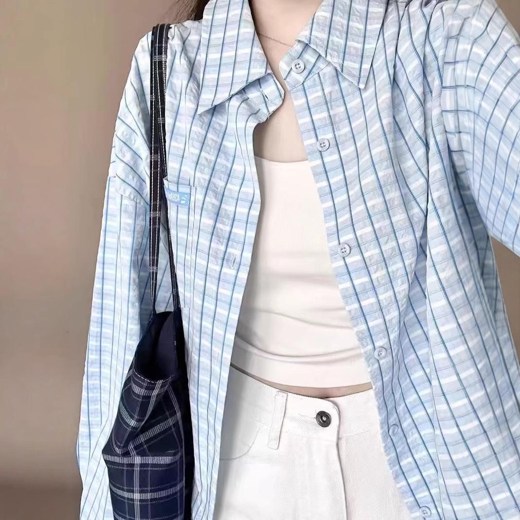Korean-style Design, Niche Blue Checkered Shirt, Women s Sun Protection Jacket, Thin Loose Spring and Summer Trendy Brand Long-sleeved Shirt S синій
Korean-style Design, Niche Blue Checkered Shirt, Women s Sun Protection Jacket, Thin Loose Spring and Summer Trendy Brand Long-sleeved Shirt S синій