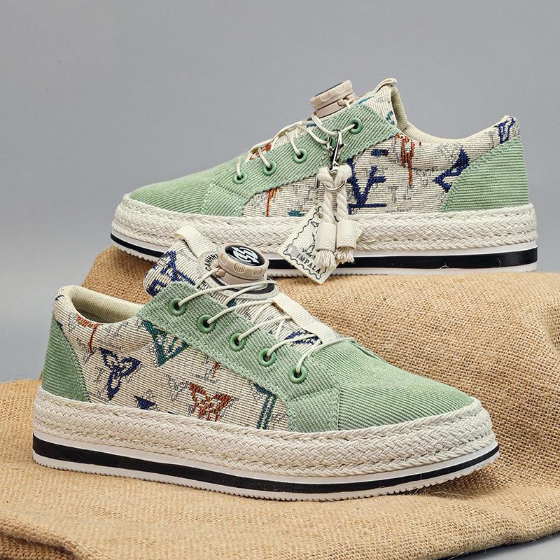 New corduroy cloth breathable rotating button lace-free board shoes summer fashion casual color matching sports men s shoes 44
New corduroy cloth breathable rotating button lace-free board shoes summer fashion casual color matching sports men s shoes 44