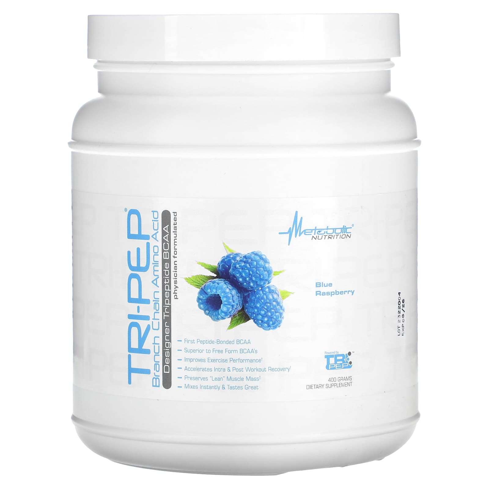 Metabolic Nutrition, Tri-Pep, Branched Chain Amino Acids, Blue Raspberry, 14.1 oz (400 g)
Metabolic Nutrition, Tri-Pep, Branched Chain Amino Acids, Blue Raspberry, 14.1 oz (400 g)