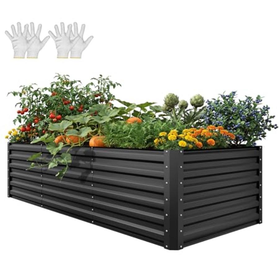 8x4x2ft Large Raised Garden Bed Kit in Black Galvanized Metal with Gloves Ground Nails Support Rod Safety Rubber for Outdoor Pl United States
8x4x2ft Large Raised Garden Bed Kit in Black Galvanized Metal with Gloves Ground Nails Support Rod Safety Rubber for Outdoor Pl United States