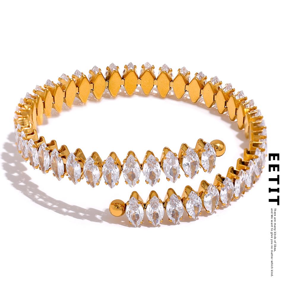 Eetit великолепный браслет с кубическим цирконием из нержавеющей стали, открытый регулируемый браслет, водонепроницаемый роскошный блестящий стильный очаровательный ювелирный подарок
Eetit великолепный браслет с кубическим цирконием из нержавеющей стали, открытый регулируемый браслет, водонепроницаемый роскошный блестящий стильный очаровательный ювелирный подарок