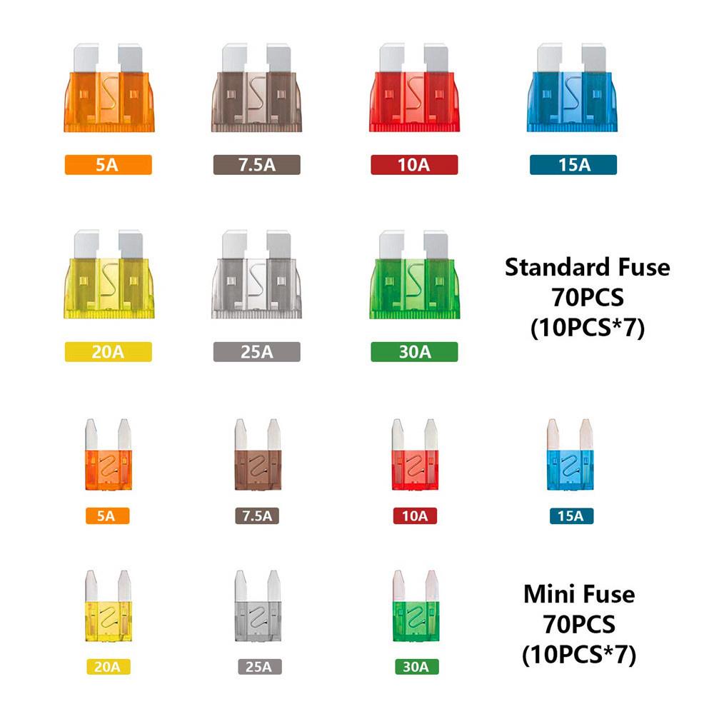 140pcs Car Blade Fuse Assortment Kit Mini Blade Fuse Medium Standard Mixed With Box for Auto Truck Boat Motorcycle
140pcs Car Blade Fuse Assortment Kit Mini Blade Fuse Medium Standard Mixed With Box for Auto Truck Boat Motorcycle