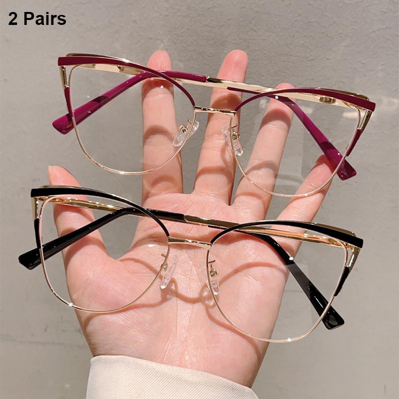2 Pairs Oversized Cat Eye Glasses Women Chic Butterfly Shaped Blue Light Blocking Optical Frames Trendy Hollowed Rim Eyeglasses transparent lenses
2 Pairs Oversized Cat Eye Glasses Women Chic Butterfly Shaped Blue Light Blocking Optical Frames Trendy Hollowed Rim Eyeglasses transparent lenses