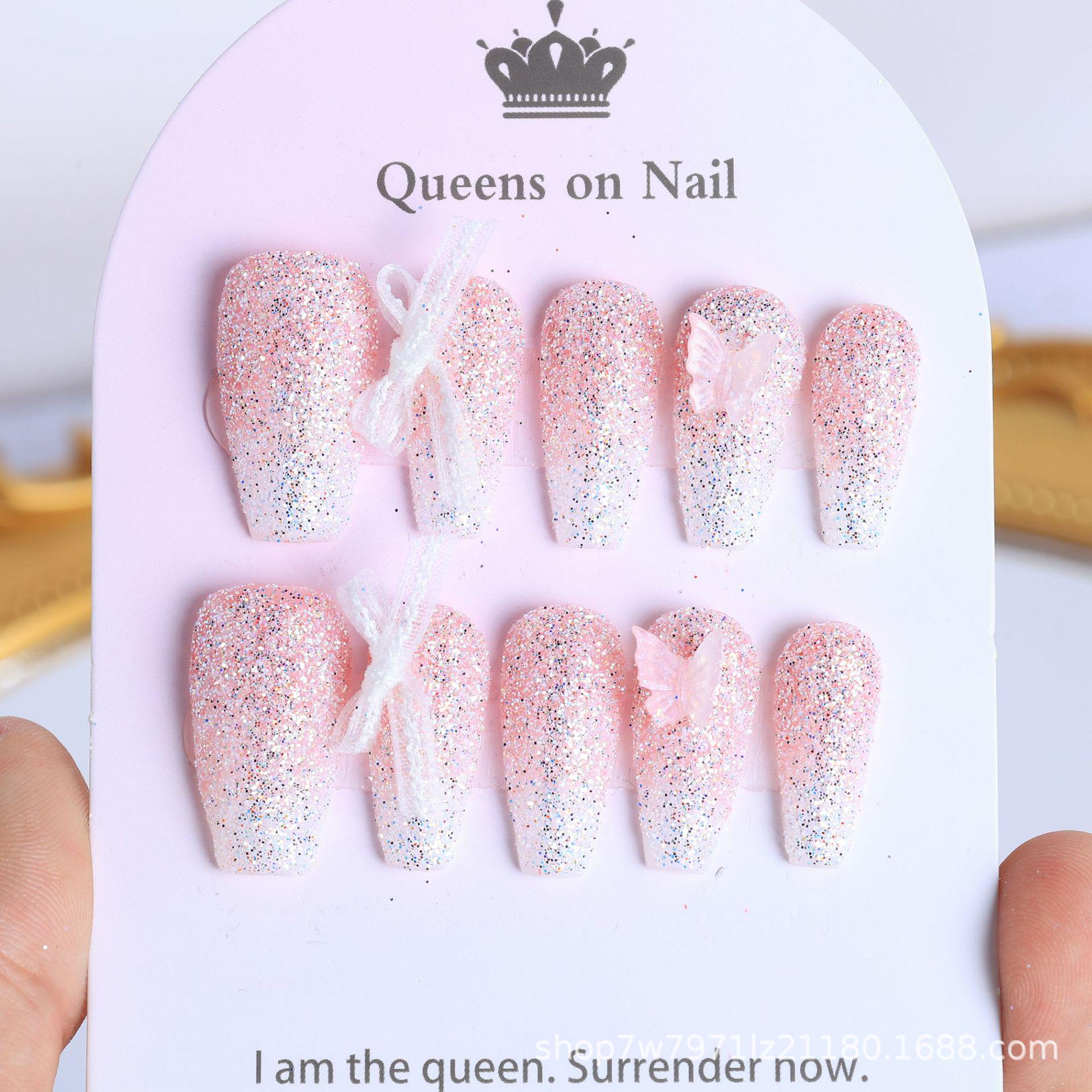 Pink Flashy Wedding Nails: Cute Energetic Removable Bow Press-on Nail Tips, Finished Product. Medium
Pink Flashy Wedding Nails: Cute Energetic Removable Bow Press-on Nail Tips, Finished Product. Medium