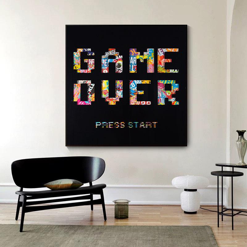 Абстрактные граффити Game Over, печать плакатов, настенные картины для гостиной, домашний декор, животные, граффити, художественные принты на холсте с буквами
Абстрактные граффити Game Over, печать плакатов, настенные картины для гостиной, домашний декор, животные, граффити, художественные принты на холсте с буквами
