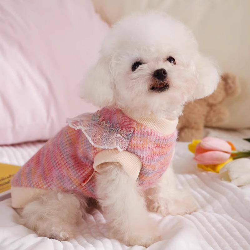 Lace Trim Knitted Dog Sweater Warm Autumn Winter Clothes for Small Dogs Teddy Bichon Pomeranian Cozy Pet Vest for Daily Wear L: 49cm Bust, 3.5-5kg
Lace Trim Knitted Dog Sweater Warm Autumn Winter Clothes for Small Dogs Teddy Bichon Pomeranian Cozy Pet Vest for Daily Wear L: 49cm Bust, 3.5-5kg