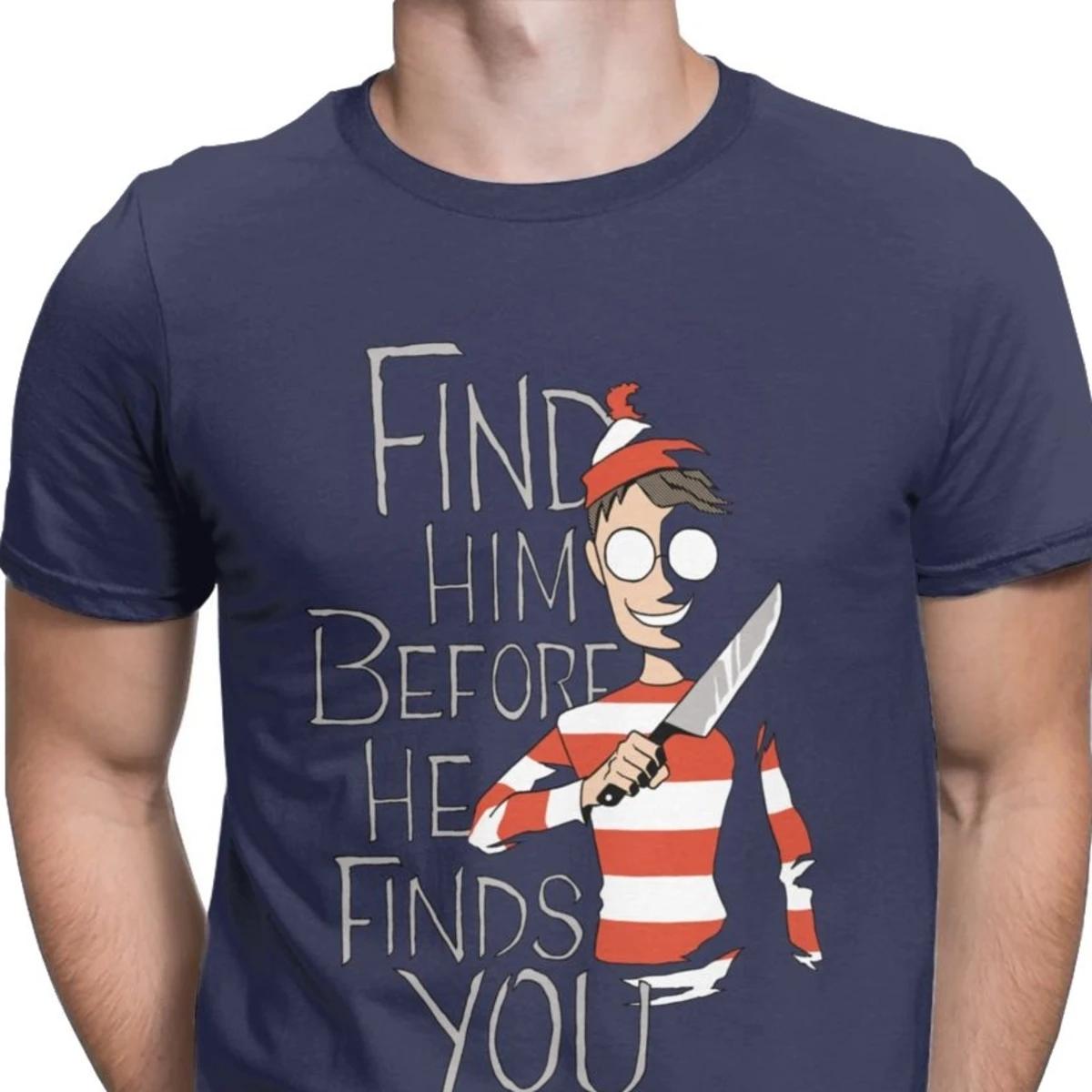Men T Shirts Hiding In The Dark Waldo Cotton Tees Wheres Wally Parody 90s Comic Stripes Wanted T Shirts Big Size 4XL
Men T Shirts Hiding In The Dark Waldo Cotton Tees Wheres Wally Parody 90s Comic Stripes Wanted T Shirts Big Size 4XL