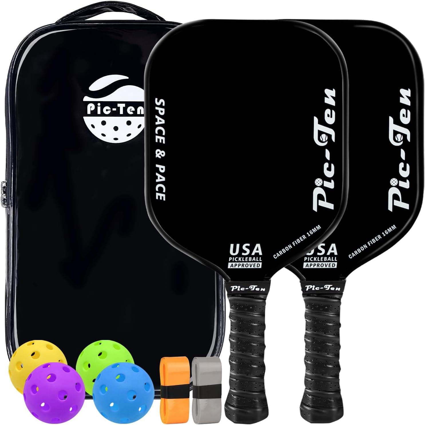 Pick-Ten Pickleball Paddle 2-Piece Set USAPA Approved Carbon Fiber Surface Lightweight High-Performance Polypropylene Honeycomb Core Non-Slip
Pick-Ten Pickleball Paddle 2-Piece Set USAPA Approved Carbon Fiber Surface Lightweight High-Performance Polypropylene Honeycomb Core Non-Slip