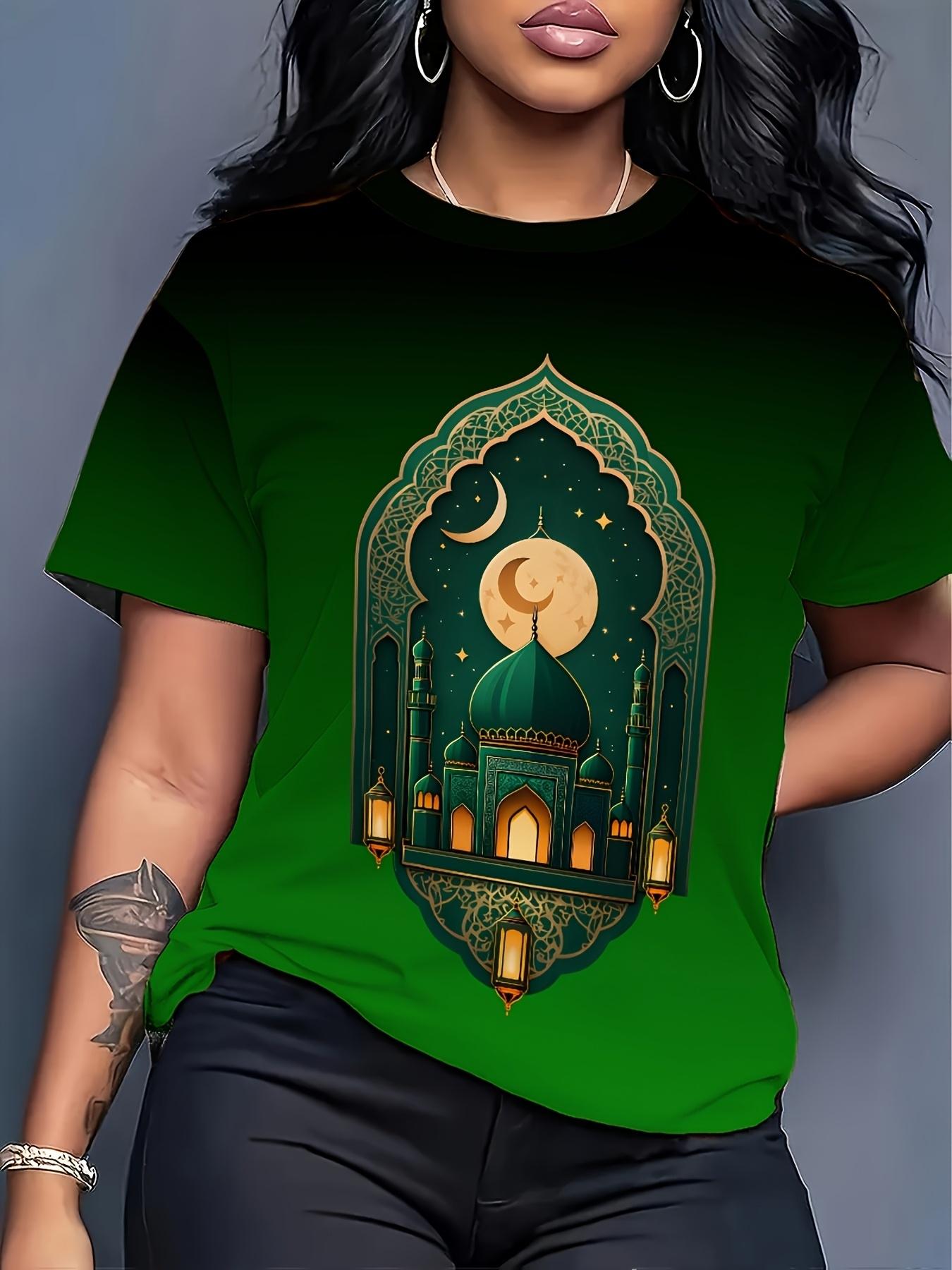 Dark Green Gradient Islamic Arch Patterned Short-sleeve T-shirt with Gilded Geometric Arch Decoration. Star-moon-starry Sky Background. Glowing Lanter XL дубильная кора
Dark Green Gradient Islamic Arch Patterned Short-sleeve T-shirt with Gilded Geometric Arch Decoration. Star-moon-starry Sky Background. Glowing Lanter XL дубильная кора