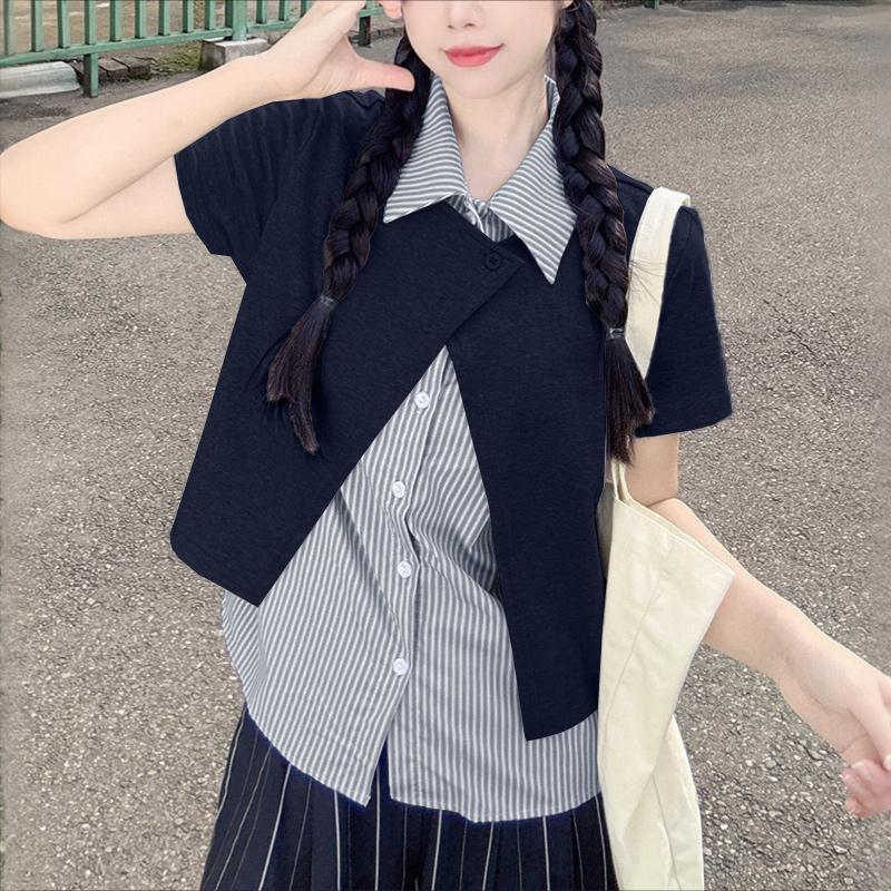 ZANZEA Women Stripe Splice Turn Down Collar Short Sleeve Blouse 2XL темно-синього кольору
ZANZEA Women Stripe Splice Turn Down Collar Short Sleeve Blouse 2XL темно-синього кольору