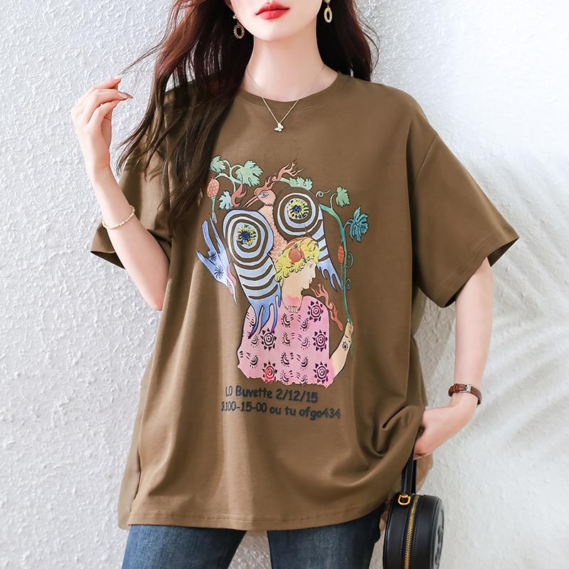 DIMANAF 2025 Summer Plus Size Printing Women T-Shirts Pattern O-Neck Short Sleeve Tops Tees Loose Shirt 5XL коричневий
DIMANAF 2025 Summer Plus Size Printing Women T-Shirts Pattern O-Neck Short Sleeve Tops Tees Loose Shirt 5XL коричневий
