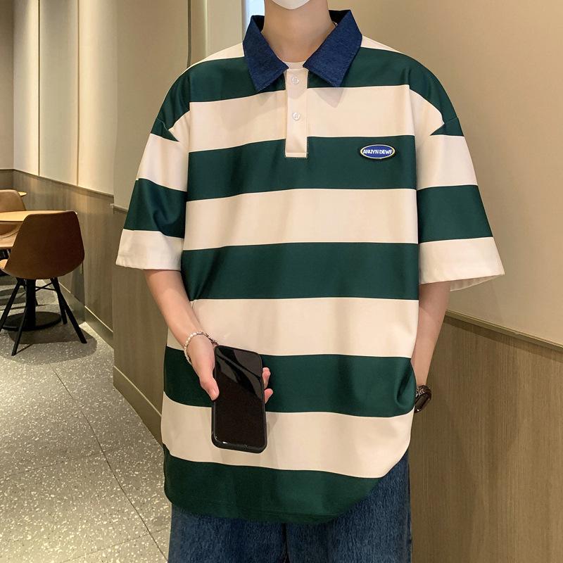 Мужская ретро-полосатая футболка с коротким рукавом и лацканами 2XL зелёный
Мужская ретро-полосатая футболка с коротким рукавом и лацканами 2XL зелёный