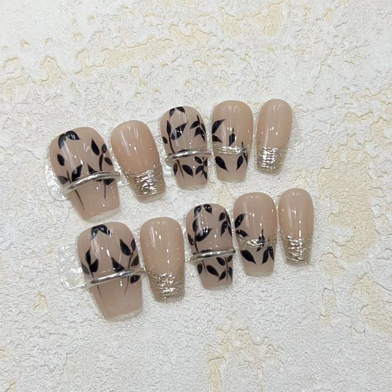 Носить Доспехи Ручная работа Легкий Роскошный Стиль Нежный Темперамент Телесный Цвет Шампань Волшебное Зеркало Французский Китайский Стиль Расписанные вручную Листья Large L