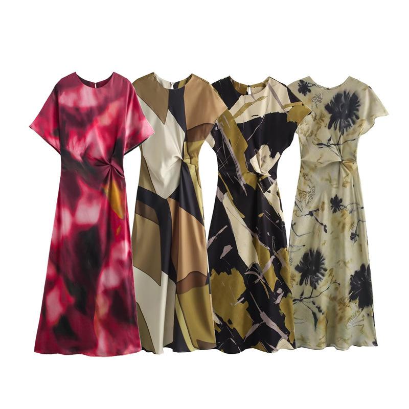 Women s Short Sleeve Round Neck Printed Maxi Dress with Waist Twist Knot, Elegant Flowy Artistic Dress XS
Women s Short Sleeve Round Neck Printed Maxi Dress with Waist Twist Knot, Elegant Flowy Artistic Dress XS