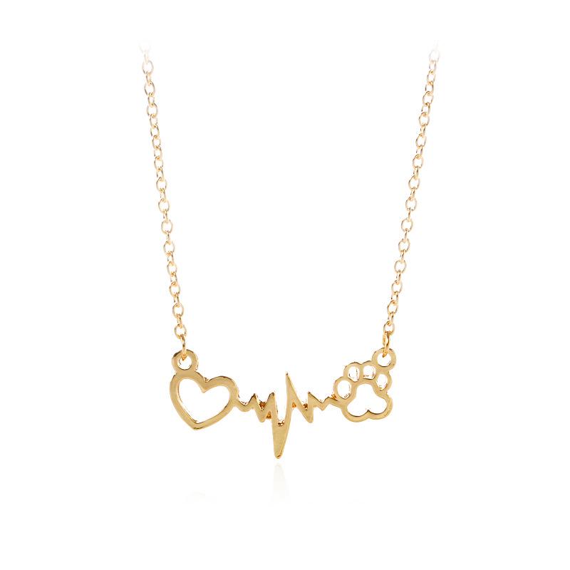 ZRM Fashion Jewelry Creative Heart Bear Paw Dog Footprint Pendant Electrocardiogram Necklace Men Women Gift 50cm золотий
ZRM Fashion Jewelry Creative Heart Bear Paw Dog Footprint Pendant Electrocardiogram Necklace Men Women Gift 50cm золотий