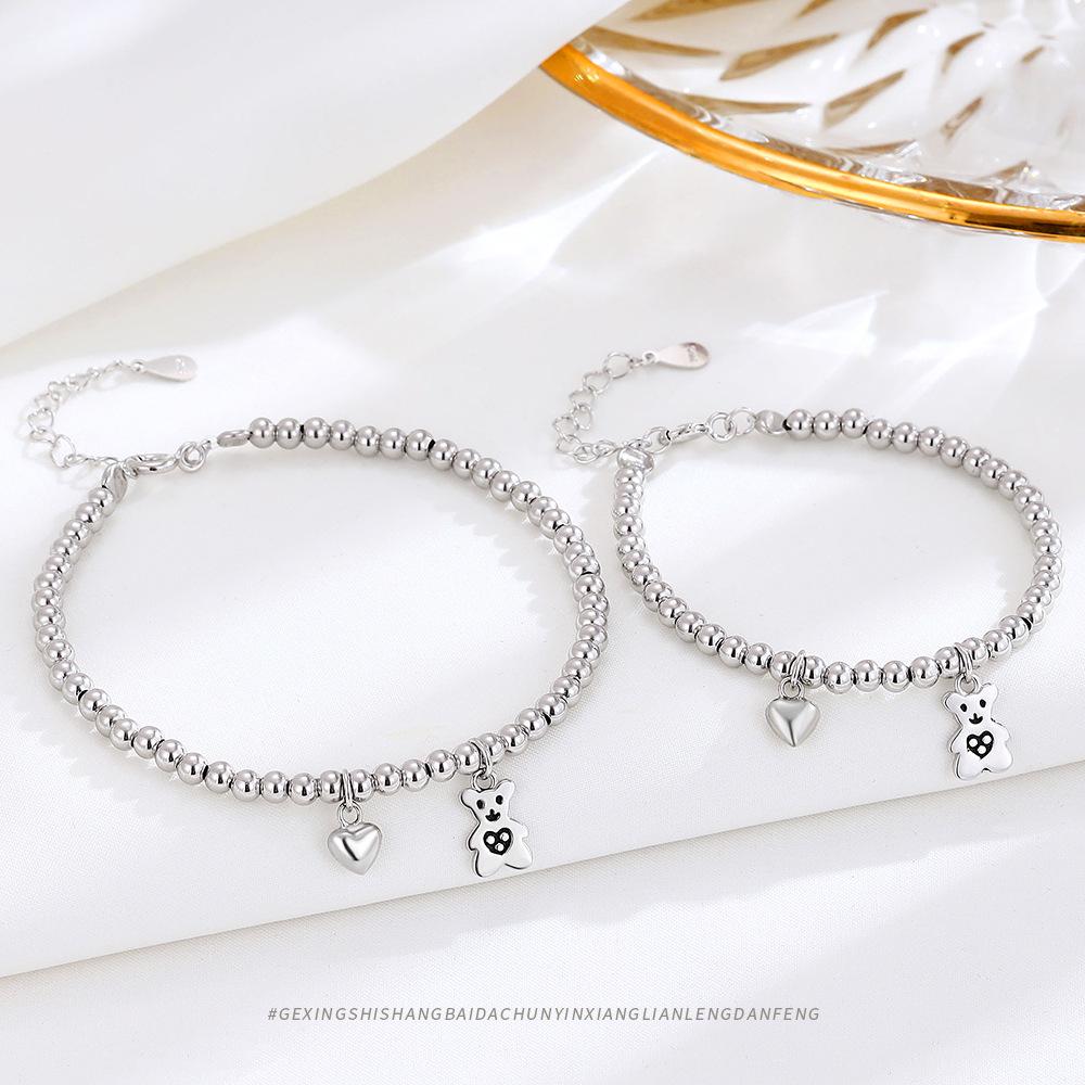 Minimalist S925 Sterling Silver Heart & Bear Bracelet for Children - High-End Friendship Jewelry Sterling Silver 925
Minimalist S925 Sterling Silver Heart & Bear Bracelet for Children - High-End Friendship Jewelry Sterling Silver 925
