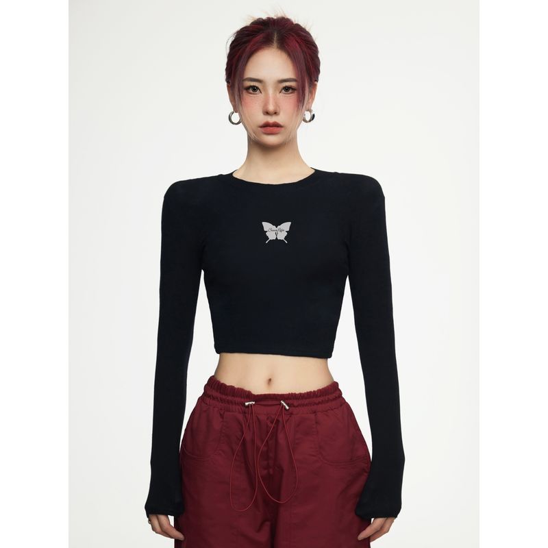 Spicy Black Sexy Black Short-Sleeved T-shirt Female Fall Base Fashion Slim Fit Midriff-Baring Jazz Dance Tops Black All yards
Spicy Black Sexy Black Short-Sleeved T-shirt Female Fall Base Fashion Slim Fit Midriff-Baring Jazz Dance Tops Black All yards