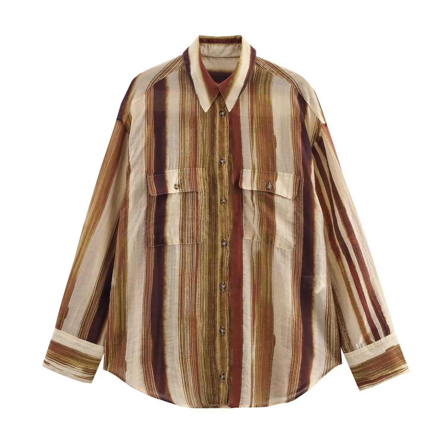 2025 Spring/Summer Women s Striped Print Casual Loose Long-Sleeve Shirt with Turn-Down Collar Extra Small темно-коричневого
2025 Spring/Summer Women s Striped Print Casual Loose Long-Sleeve Shirt with Turn-Down Collar Extra Small темно-коричневого