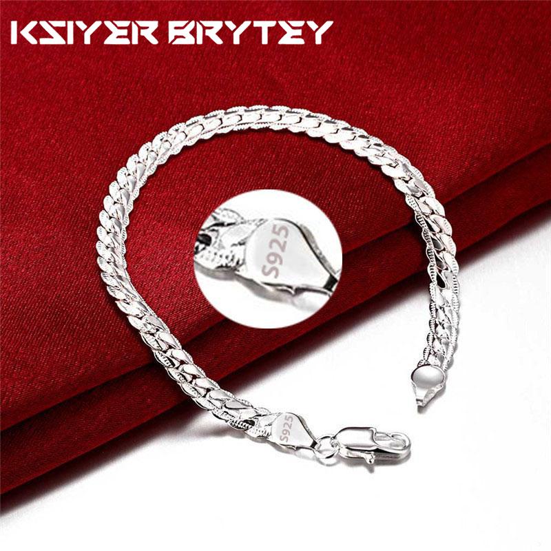Nice 925 Sterling Silver 6mm Side Chain Bracelets for Woman Men Fashion Wedding Engagement Jewelry Gift
Nice 925 Sterling Silver 6mm Side Chain Bracelets for Woman Men Fashion Wedding Engagement Jewelry Gift