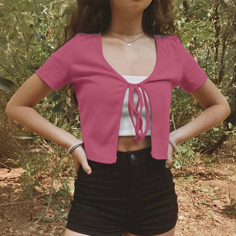 ZANZEA Женские повседневные кардиганы с коротким рукавом и шнуровкой на U-образном вырезе для лета
ZANZEA Женские повседневные кардиганы с коротким рукавом и шнуровкой на U-образном вырезе для лета