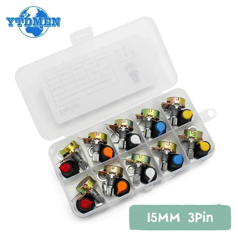 10PCS WH148 Linear Taper Rotary Potentiometer 1K-1M Ohm 10k Potentiometer Resistor 15MM 3Pin with Knob Cap Kit білий
10PCS WH148 Linear Taper Rotary Potentiometer 1K-1M Ohm 10k Potentiometer Resistor 15MM 3Pin with Knob Cap Kit білий