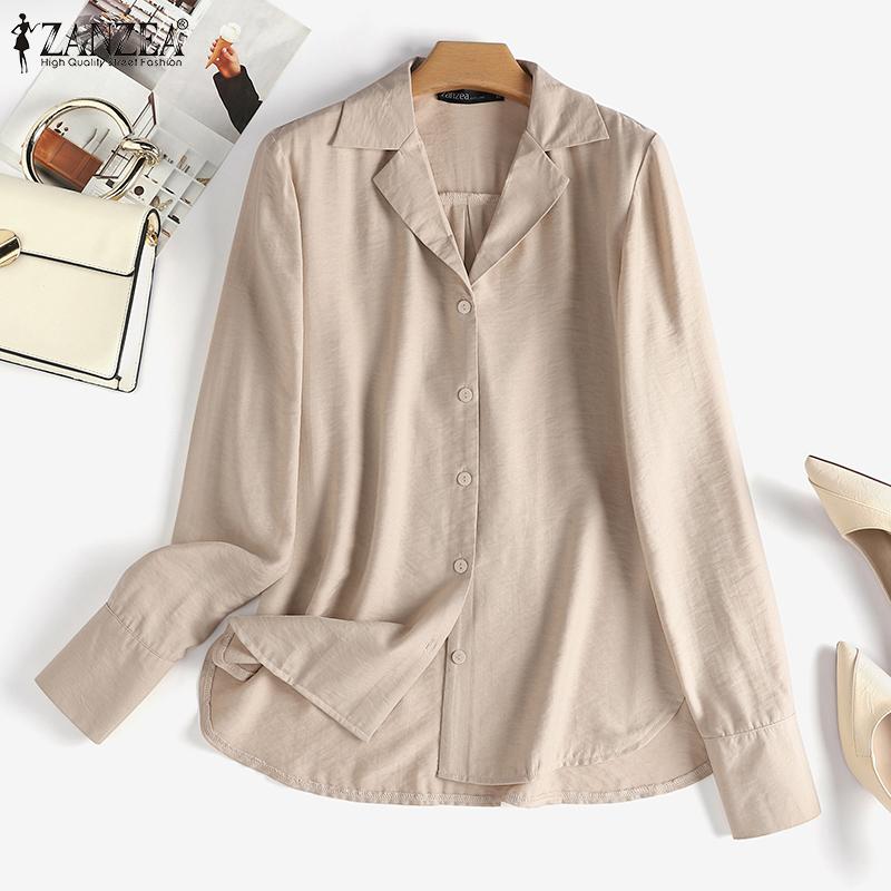 ZANZEA Женская повседневная блузка с отложным воротником и длинными рукавами 
ZANZEA Женская повседневная блузка с отложным воротником и длинными рукавами